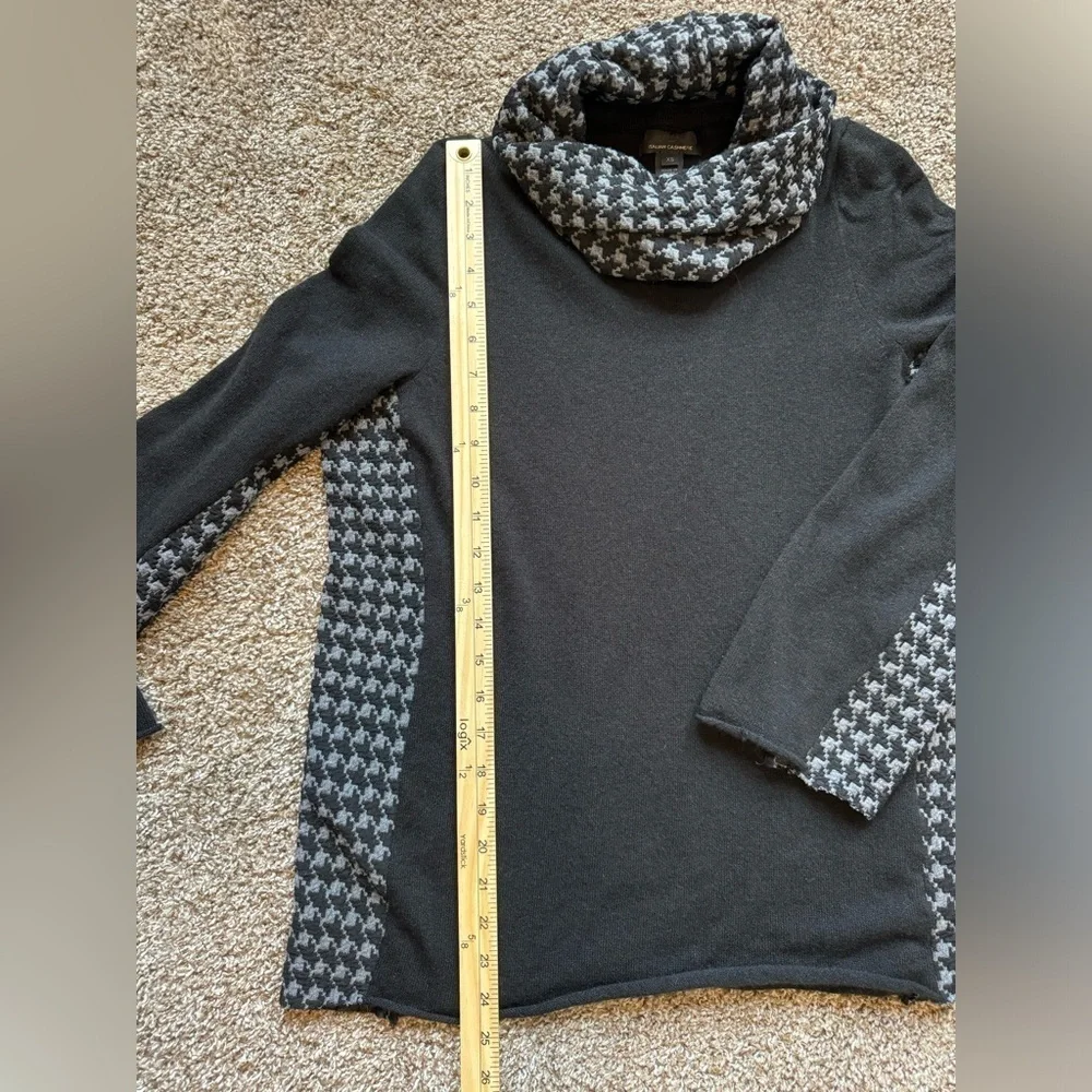 J Crew Cowl Neck Houndstooth Italian cashmere Sweater
